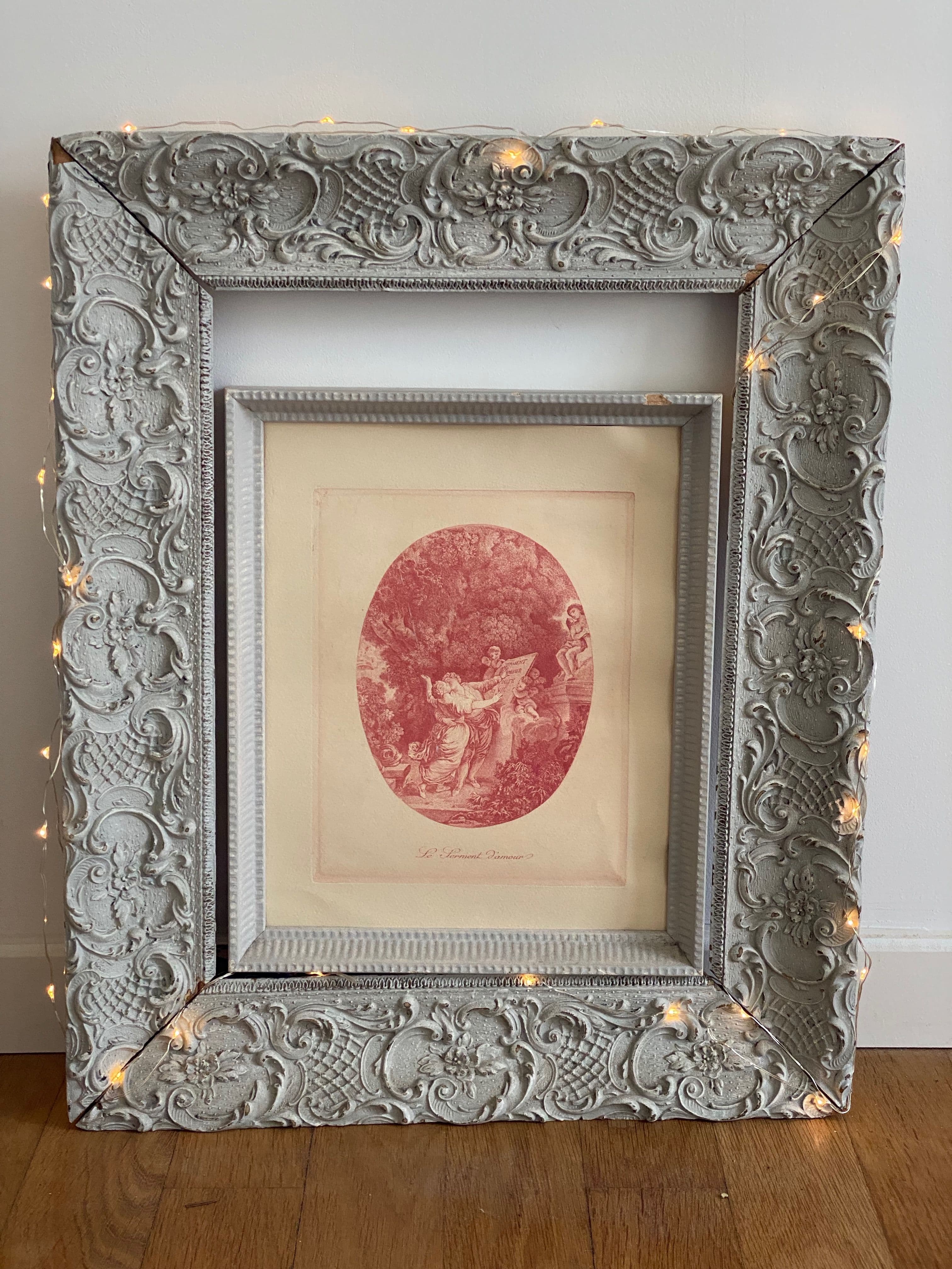 CADRE ANCIEN & GRAVURE 'LE SENTIMENT D'AMOUR'